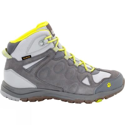 Botas Jack Wolfskin Rocksand Texapore Mid Mujer - Gris / Verde - Chile HSE451038